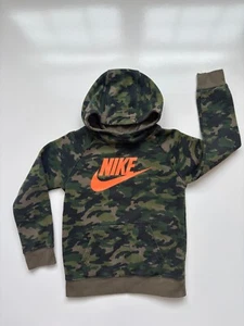 Nike Youth Boys Pullover Camo Hoodie Sweatshirt Green Orange Size 7 - Picture 1 of 6