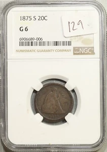 1875-S Twenty Cent Piece 20c NGC G-06 #9-006 - Picture 1 of 2