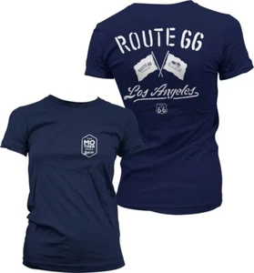 Route 66 Los Angeles Girly Tee Damen T-Shirt Navy - Picture 1 of 2
