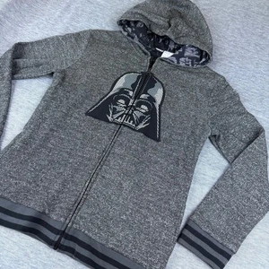 Star Wars Darth Vader Embroidered Zip-Up Hoodie Gray With Cuffs Kids Size 14/16 - Picture 1 of 7