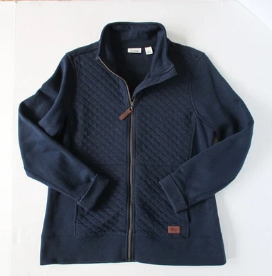 Women's Quilted Full-Zip Navy Sweatshirt Jacket Size M Petite - Image 1 of 4