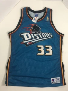 Maglia autentica Detroit Pistons Grant Hill Champion 1996-1997 nuova con etichette taglia 48 XL - Foto 1 di 12