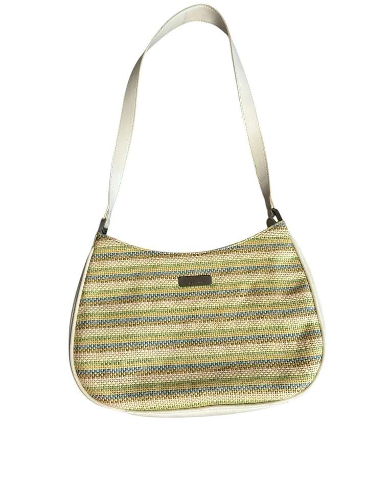 Bolso de Hombro Clásico Liz Claiborne Pasteles Imitación Cuero y Tejido de Yute Y2K Foto 1 de 4