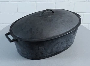 großer Metall Guss Bräter Gusseisenbräter 11,2 L 49 x 30,5 (L x B) Vintage - Picture 1 of 11