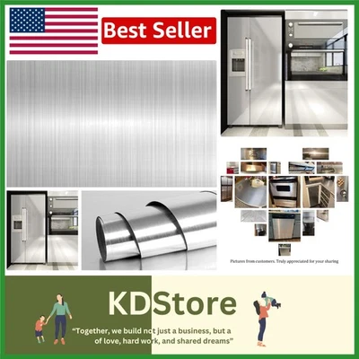 Papel de contacto pelar y pegar de acero inoxidable - Impermeable, fácil instalación, 24x197... Foto 1 de 4