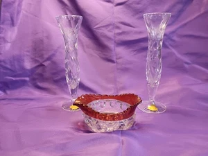 2 Lead Crystal Vase And Candy Dish Made In West Germany over 24% Lead Oxide - Picture 1 of 9