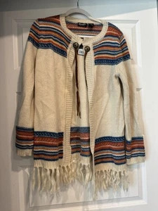 WRANGLER RETRO Aztec Western Shawl Throw Sweater Women's S Small Striped Tribal - Picture 1 of 9