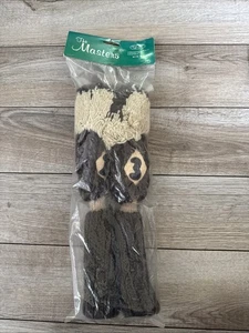 Vintage Brown & Tan Knit Pom Pom Long Golf Club Head Covers Set of 2 New NOS - Picture 1 of 4