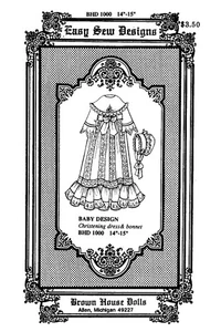 BHD 1000 BABY DESIGN Christening Dress 15" DOLL UNCUT Sewing Pattern Brown House - Picture 1 of 1