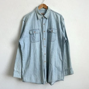 Camicia Banana Republic vintage Mill Valley uomo XL manica lunga tasca con patta denim blu - Foto 1 di 8