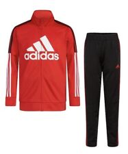 ADIDAS Big Boys Red Tricot Jacket and Track Pant Set 2-Piece Set XL (18/20)