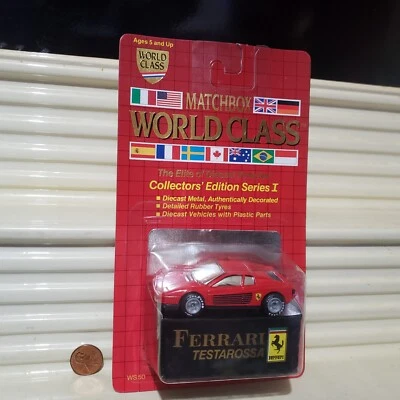 MATCHBOX 1989 MACAU WORLD CLASS Series 1 Red FERRARI TESTAROSSA Type1 SCRIPT Pkg - Изображение 1 из 4