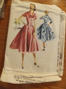 Vintage McCall's 3396 1950's Dress Pattern SZ 14 FF UNCUT NOS - Picture 1 of 3