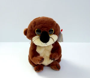 Peluche Ty Original Beanie Baby Mitch The Brown Otter 6" nuovo con etichette - Foto 1 di 5