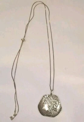 Collar Lariat Ajustable Moneda Romana Doble Cara Plata de Ley Concha Marina Foto 1 de 4