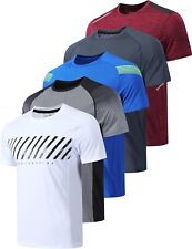 5 Pack Men's Active Quick Dry Crew Neck T-Shirts Athletic Running Gym