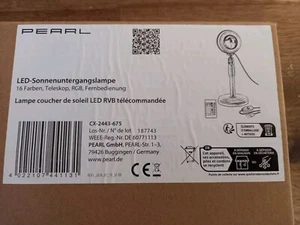 PEARL RGB-LED-Sonnenuntergangsleuchte, 16 Farben, Teleskop, Fernbedienung - Bild 1 von 1