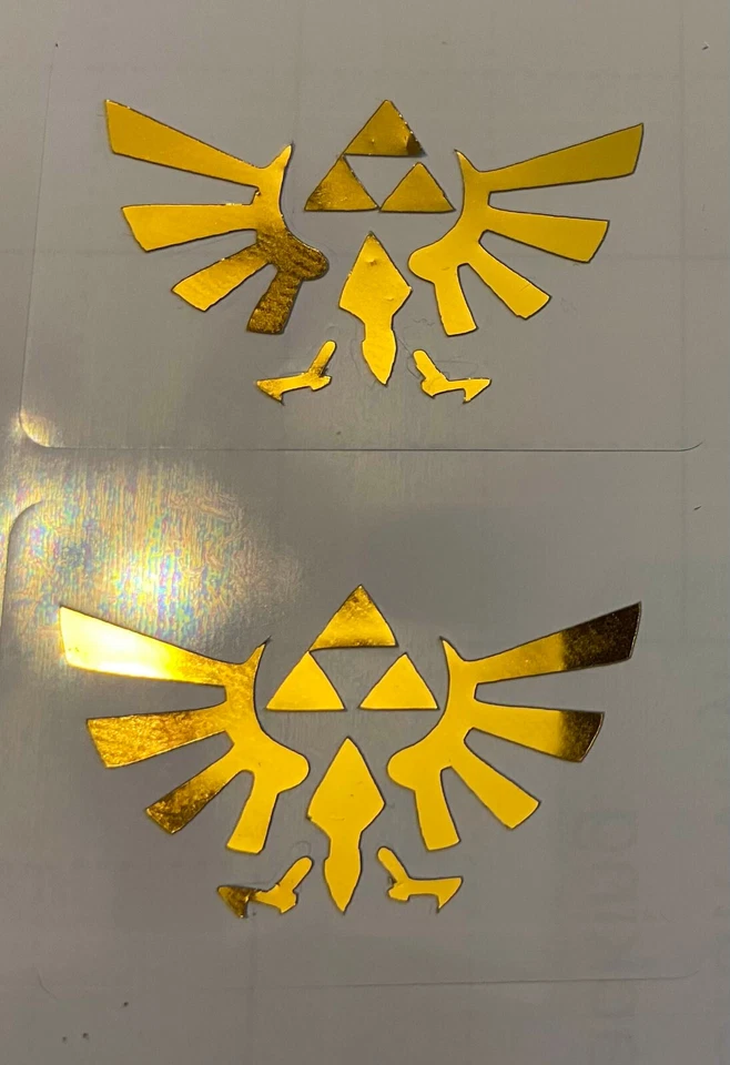 Nintendo Zelda Hyrule Crest Nueva Calcomanía Personalizada Adhesiva - Cromo Dorado, ¡elige el tamaño! Foto 1 de 1