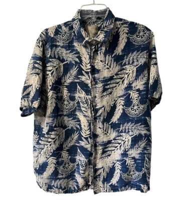 Camisa Hawaiana Margaritaville Para Hombres XL Azul Seda Lino Mezcla Botón Frente Playa Foto 1 de 4