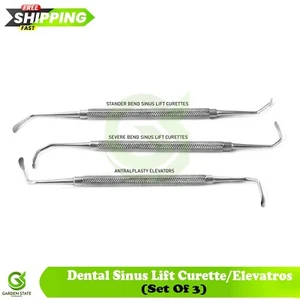 3Pcs Dental Antralplasty Sinus Lift Elevators Oral Implant Surgery Curettes Set - Picture 1 of 5