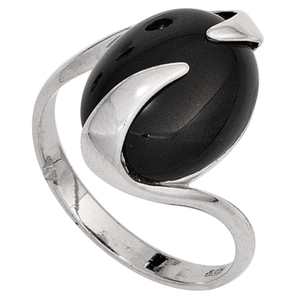 Anello Da Donna In Argento 925 Con Pietra Preziosa Onice Ovale Liscio Lucido - Immagine 1 di 1