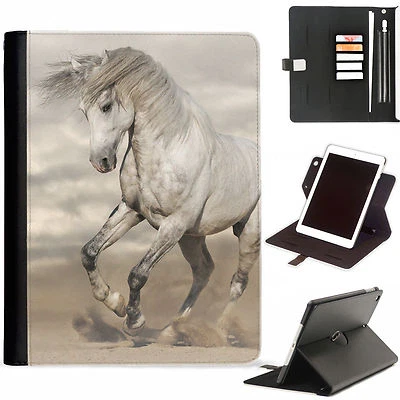 HAIRYWORM Horse Ipad Case For iPad 9/8/7/Air/Mini/Pro 11/12.9;360 Swivel PU Leather Cover
