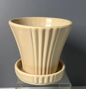 Vintage Abingdon USA Pottery Cream Planter Attached Saucer #151 S Art Deco Mint- - Picture 1 of 5