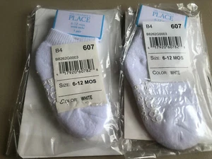 NEW SET of 2 Pair Childrens Place White Ankle Socks 6-12 Months - Picture 1 of 2