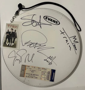 Train Band Auto Drumhead, My Ticket and VIP pass Atlanta 2010 Signed In Person - Picture 1 of 3