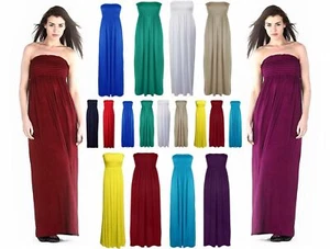 Maxi Vestido Mujer Sin tirantes Damas Transparente Boob Tubo Bandeau Largo Talla 8-22 - Imagen 1 de 17