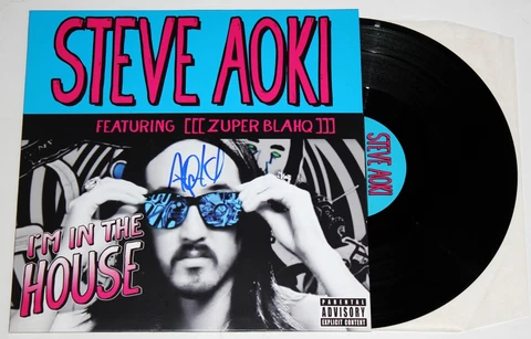 STEVE AOKI SIGNED I'M IN THE HOUSE 12" VINYL LP DJ NEON FUTURE AUTOGRAPHED +COA Cover