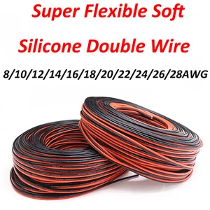 Cavo doppio filo silicone morbido super flessibile nero e rosso 10/12/14/16/18/20-28AWG - Foto 1 di 9