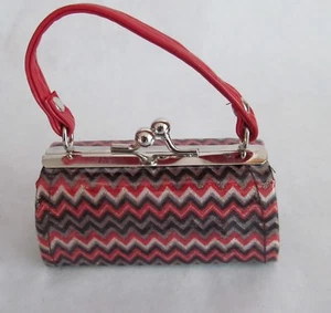 Gebranntes Orange und Braun Glitzer Zick Zack Handtasche passt 18" American Girl Puppen - Bild 1 von 1