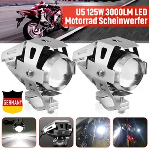 2X Chrom Motorrad U5 125W 3000LM LED Scheinwerfer Zusatzscheinwerfer Fernl - Bild 1 von 11
