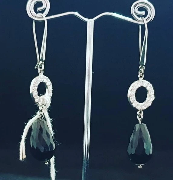 Orecchini in Onice,  Argento 925 e Swarovsky  - Immagine 1 di 1