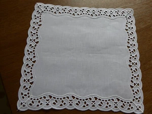 Rarität!! 8 Stoff Platzsets/Deckchen 20 x 20 cm NEU weiß für Royal Copenhagen - Bild 1 von 3
