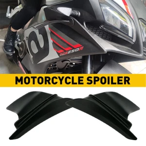 2 Motorcycle Side Winglet Air Deflector Wind Fin Spoiler Trim Gloss Black OXILAM - Picture 1 of 12