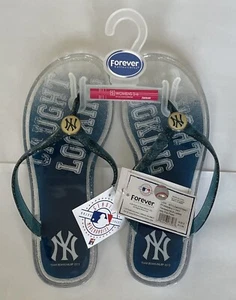 MLB New York Yankees Jelly Flip Flops Womens Size S 5-6 Caught Looking - Picture 1 of 1