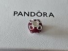 🌸🐝Pandora Frosted Red Murano Glass & Hearts Charm🌸🐝