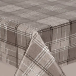 Tweed Grey Tartan Checked PVC Vinyl Wipe Clean Tablecloth Waterproof Modern - Picture 1 of 4