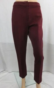Max Mara Burgundy Dress Pants Straight Leg Zip/Hook Front Closure Pockets SZ 8 - Picture 1 of 5