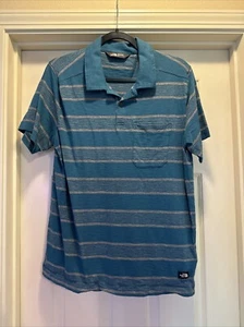 North Face Shirt Herren Large L Grün Grau Gestreift Polo Outdoor Wandern Reisen - Bild 1 von 5