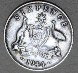 * 1944s SILVER SIXPENCE PREDECIMAL COIN AVERAGE CIRCULATED #MQT54 - Bild 1 von 8
