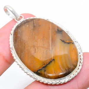 Occhio Di Tigre Gemma Artigianale Argento Sterling 925 Ciondolo Gioielli 5.2cm - Foto 1 di 5