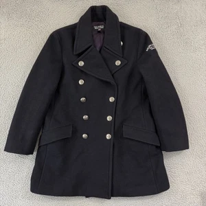 Vintage Ralph Lauren Polo Jeans Peacoat Womens Large Blue Double Breasted Wool - Picture 1 of 15