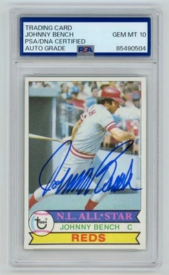 JOHNNY BENCH Apanhador Vermelho Assinado 1979 Cartão Topps #200 PSA Autêntico Auto 90504 - Imagem 1 de 2