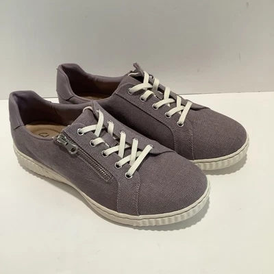 Clarks Collection Caroline Echo Zapatillas de Lona con Cordones Lila Cremallera Lateral Para Mujer 10W Foto 1 de 4