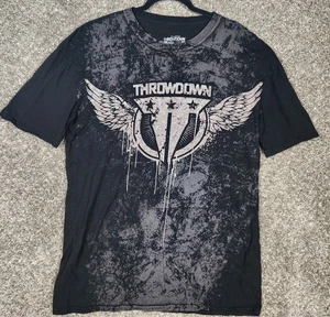 Y2K THROWDOWN Affliction Premium T Shirt Mens XL Metallic Wings MMA Rare Tee - Picture 1 of 10
