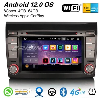 8-Kern 64GB Android 14 Autoradio FIAT BRAVO CarPlay DAB+ Navi WiFi Bluetooth 5.0 - Bild 1 von 4