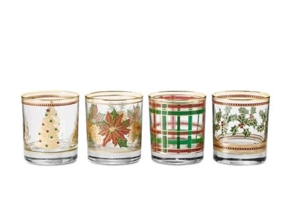 Williams Sonoma Vintage Holiday Double Old Fashioned Glasses Set Of 4 NEW  - Image 1 of 4